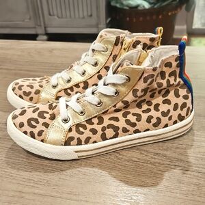 Mini Boden Leopard Print Kids High-Top Sneakers size 32 or size 13